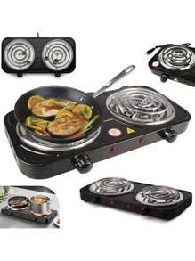 Fogão Fogareiro Elétrico Cooktop Portátil 2 Bocas 2000w Potente Prático 220v ou 110v - Preto - Visão 2