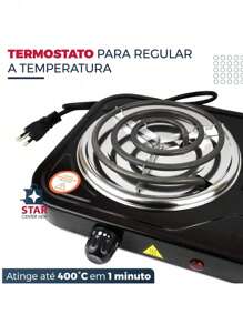 Fogão Fogareiro Elétrico Cooktop Portátil 2 Bocas 2000w Potente Prático 220v ou 110v - Preto - Visão 7