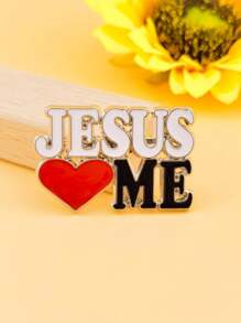 1 Stück elegante "JESUS LIEBT MICH" Buchstaben Legierung Brosche, vielseitig einsetzbare Dekoration für Kleidung, Rucksack, geeignet für den täglichen Gebrauch, Versammlungen, Feste, Party Accessoires zum Valentinstag