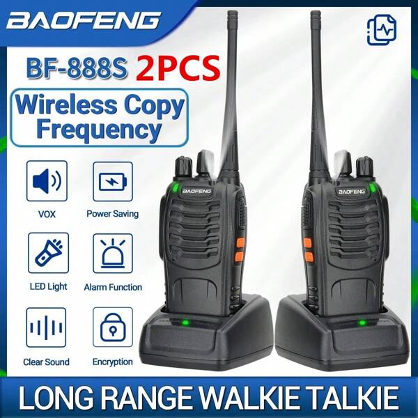 Baofeng 2Pcs Baofeng BF-888S Walkie Talkie Wireless Frequency Long Range Portable UHF 400-470MHz Ham Two Way Radio For Camping Hotel