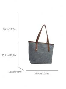 1入藍色PU皮革鉚釘裝飾拉鍊封口大容量簡約多用途手提肩背包 - 藍色 - 查看 2