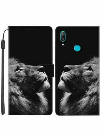 Wallet Leather Case For Tecno Infinix Camon MOTO With Card Slot Holder Stand And Lion Painted Pattern With Lanyard