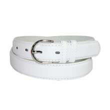 CTM Women's Leather Dress Belt 1 1/8 Inch Silver Buckle, Available In Black, Blue, Brown, Dark Pink, Dark Purple, Grey, Light Pink, Navy, Orange, Red, Royal Blue, Tan, White, Yellow,  2XL, L, M, S, XL Leather Dress Belts - 白色 - 查看 1