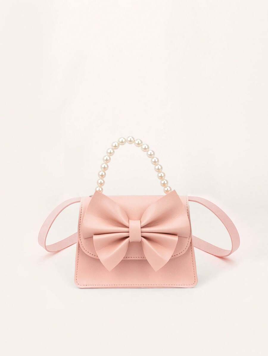 1pc Mini Cute Double-Sided Material Bowknot Handbag Crossbody Bag For Toddler Girls, Suitable For Daily Outfits - Pink - View 1