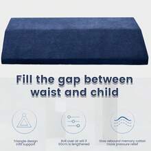 腰部支撐枕記憶泡沫透氣加長背部支撐枕符合人體工程學緩解疼痛腰部支撐墊臀部坐骨神經關節疼痛緩解，適用於家庭辦公室旅行 - 藏蓝色 - 查看 2