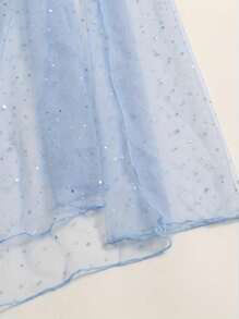 1pc Women's White Sparkly Mesh Sheer Shawl Cover Up, Suitable For Beach Vacation And Photo Shoots Outfit. - White - View 4