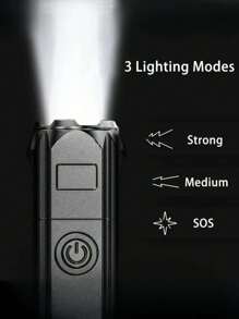 1pc High Power Rechargeable Flashlight, Mini Portable Zoomable LED Torchlight For Outdoor Camping, Night Work, Emergency And Search, Far-Reaching Home Emergency Light