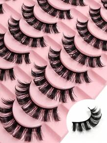 20 pares de pestañas postizas completas con rizo D, pestañas falsas de visón sintético esponjosas reutilizables, pestañas postizas - Negro - Ver 4