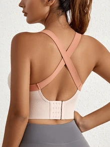 Gym Push Up Bra Women Sports Bra Back Closure High Impact Workout Sport Fitness Wear For Yoga Gym Brassiere Sportswear, Lingerie