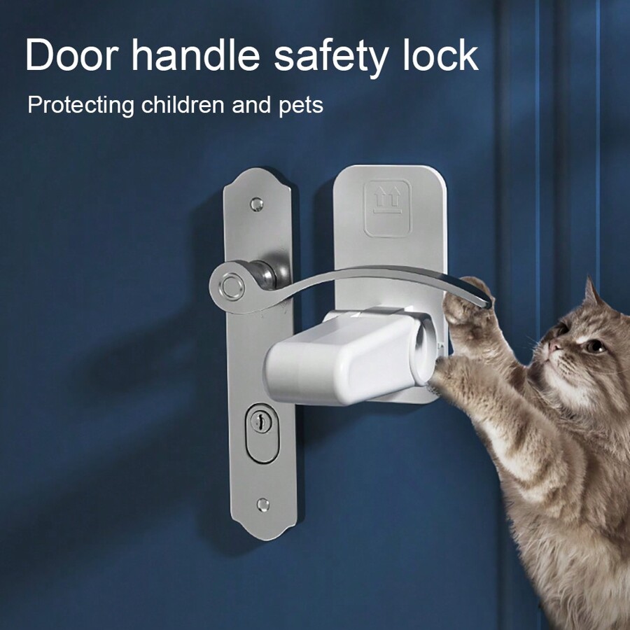 2Pcs Door Handle Safety Lock Drawer Lock, Child Baby Finger Pinch Guard