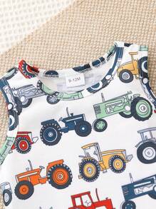 寶寶男童夏季印花車裝頂褲套裝