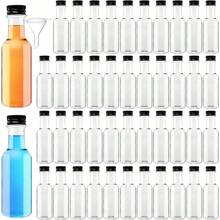 Paquete de 25, Mini botellas de licor, 0.83oz 1.7oz 3.3oz Botellas pequeñas vacías de plástico con tapas de rosca, botellas para shots, envases para bebidas, botellas de vino reutilizables, botellas de espíritu vacías, botellas de jugo, botellas de alcohol, botellas de salsa para bodas, fiestas, suministros para fiestas de Navidad, accesorios portátiles de almacenamiento