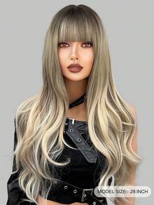 Long Blonde Wig With Bangs And Dark Roots - 20-26-28 Inch Women's Synthetic Wig - Perfect For Any Occasion - Multicolor - View 3
