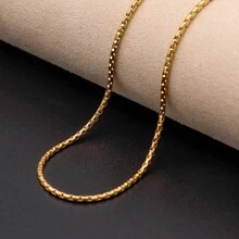 （首单优惠）1条时尚18K镀金不锈钢极简玉米链项链，韩式个性化项链，适合婚礼、派对、情侣佩戴，也可作为毛衣链。 - 金色 - 查看 8