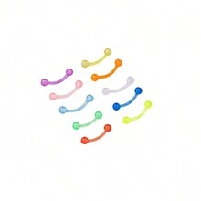 Bộ 10 màu UV Acrylic mềm Vòng lông mày dạ quang đẹp trai dễ thương, Unisex, thích hợp cho nhiều dịp đeo khác nhau - Nhiều màu - Xem 2