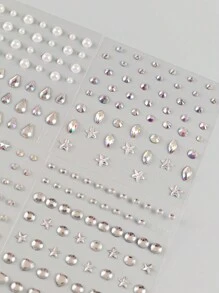 4pcs Acrylic 3d Crystal Rhinestone Sticker Face Gem Sticker Eyeliner Sticker With Star & Heart Shaped Design For Face Makeup Decoration - Multicolor - View 8