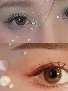 4pcs Acrylic 3d Crystal Rhinestone Sticker Face Gem Sticker Eyeliner Sticker With Star & Heart Shaped Design For Face Makeup Decoration - Multicolor - View 10