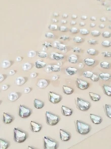 4pcs Acrylic 3d Crystal Rhinestone Sticker Face Gem Sticker Eyeliner Sticker With Star & Heart Shaped Design For Face Makeup Decoration - Multicolor - View 4