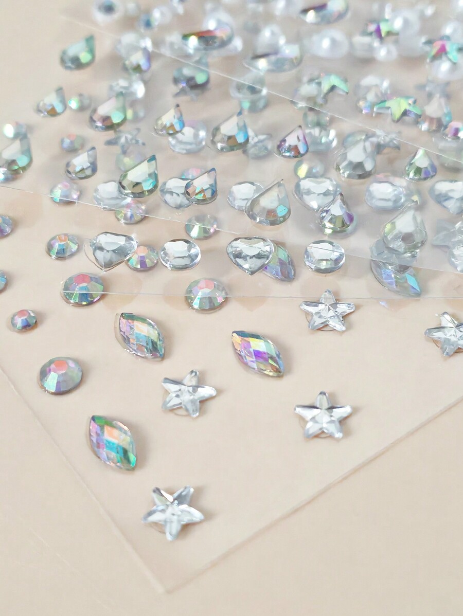 4pcs Acrylic 3d Crystal Rhinestone Sticker Face Gem Sticker Eyeliner