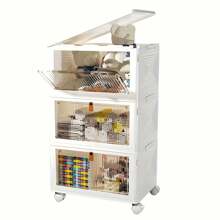 3pcs 23Qt Plastic Storage Bins Organizer 3 Tier, Stackable Storage Boxes With Lids, Storage Containers For Bedroom Living Room Kitchen Study Office, Folding Storage Boxes Decorations Decor Festival Decor Room Decor Home Decor Decor Bedroom Decor Decor, Room Decor, Decorations, Decorations, Decor, Storage, Organizer Dress Pants Shoes Jeans Boots Skirt - White - View 2
