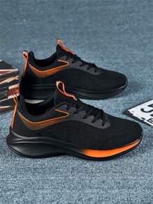Men Sports Shoes Black Knitted Shoes Mesh Breathable Soft Bottom Lightweight Outdoor Fitness Casual Running Shoes