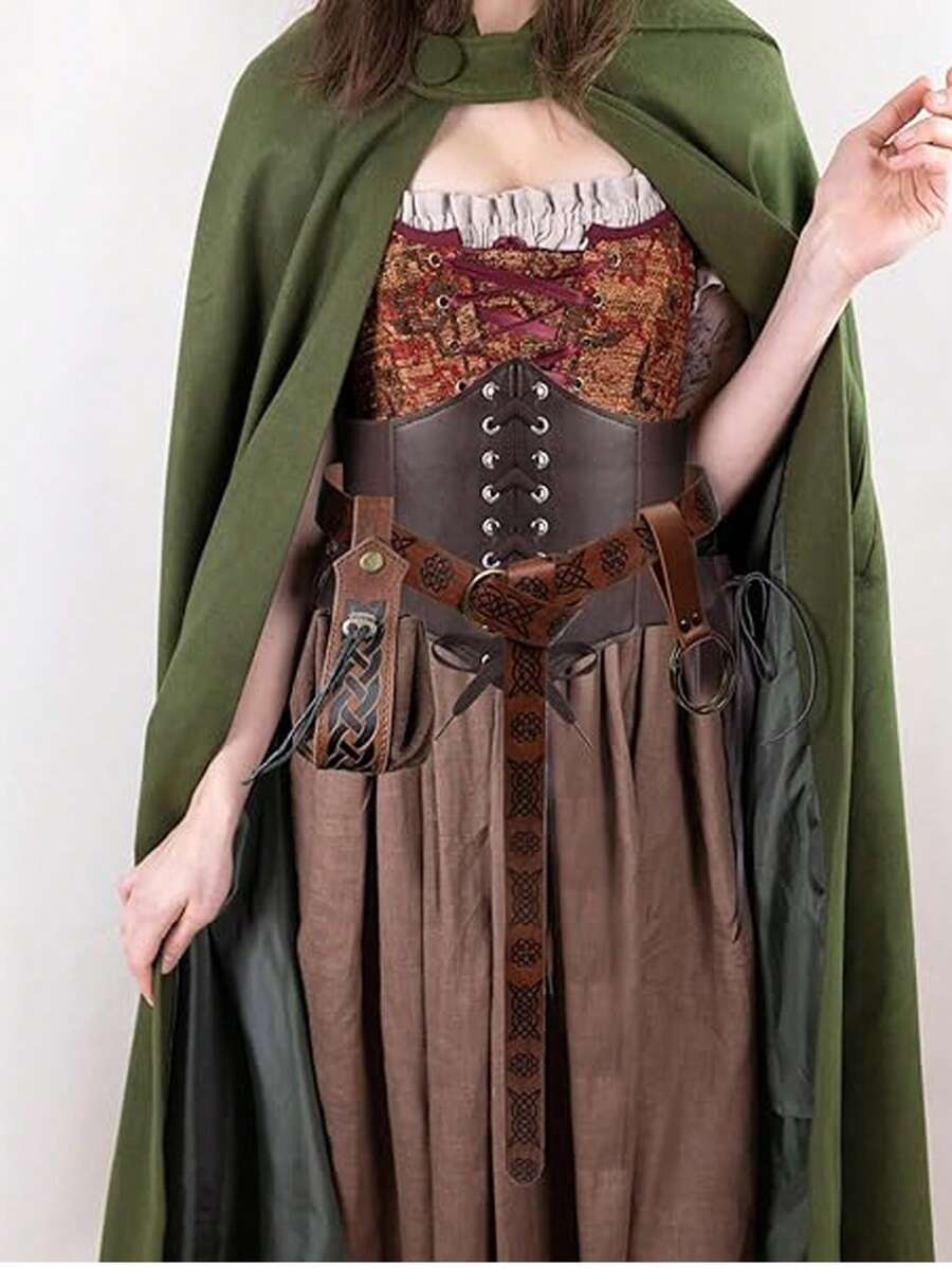 Renaissance Costume Sets Corset Waistband Belt Pouch Coin Purse Skirt ...