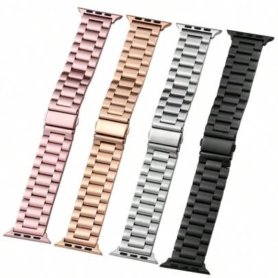 1 Peça Pulseira de Relógio Apple Unissex em Aço Inoxidável Sólido de Três Diamantes, Largura de 22mm para modelos 38/40/41/42/44/45/49mm, Compatível com Apple Watch Ultra/SE/8/7/6/5/4/3/2/1 Peça