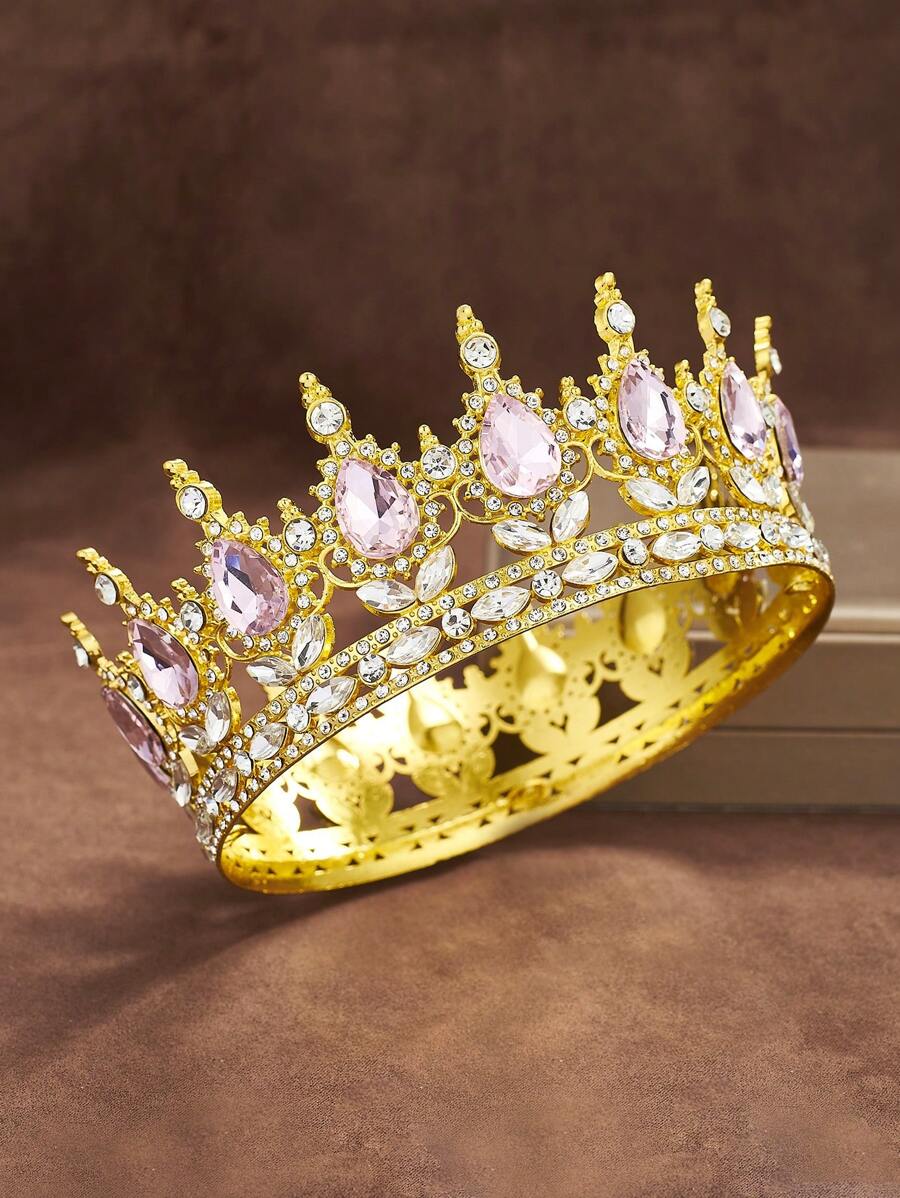 Corona de novia estilo europeo y americano con gota de diamante de