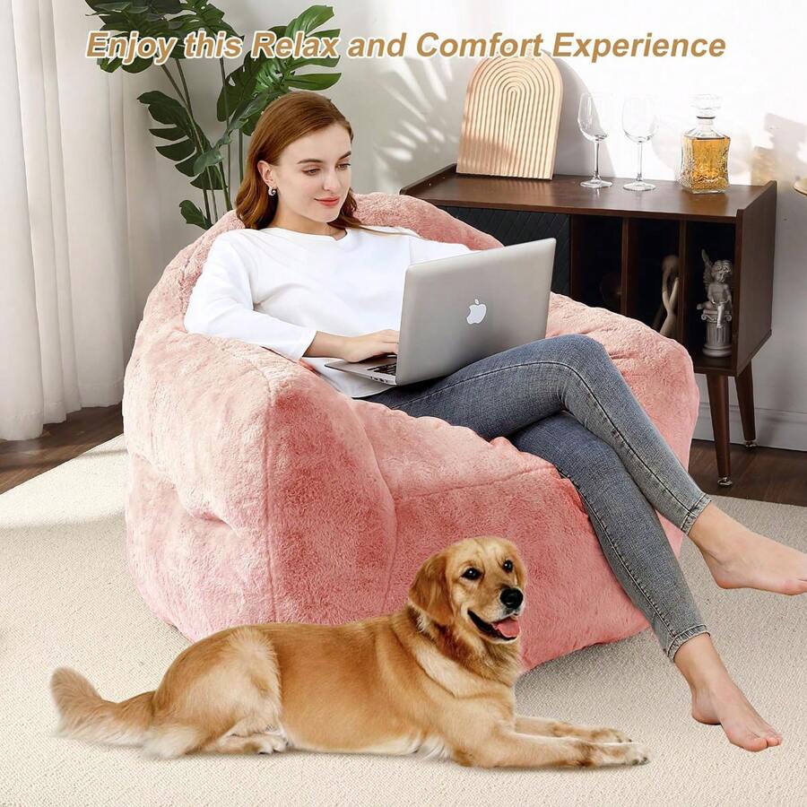 Giant Bean Bag Chair Sofa 37.5LB HighDensity Foam Filled Large Bean