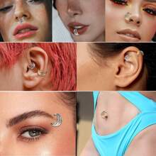 ADYJELY 1PC Triple Hoop Open Stacked Hinged Segment Nose Rings Hypoallergenic 316L Surgical Steel 16G Septum Clicker Ring, Cartilage Earrings Conch Daith Helix Rook Ear Lobe Piercing Jewelry, Golden Black Diameter 8mm 10mm 12mm Earlobe Earring ,Belly Ring Nipple Ring Women And Men Body Piercing Jewelry
