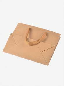 10 Pieces Rectangular Kraft Paper Bags, Gift Bags, Shopping Bags, Brown Paper Bags With Nylon Rope Handles - Brown - View 3
