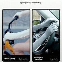 1入組女款防UV防曬臂套，透氣冰絲材質，寬鬆版型，UPF50+，觸控設計且手指可露出，適合騎行電動車。