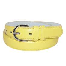 CTM Women's Leather Dress Belt 1 1/8 Inch Silver Buckle, Available In Black, Blue, Brown, Dark Pink, Dark Purple, Grey, Light Pink, Navy, Orange, Red, Royal Blue, Tan, White, Yellow,  2XL, L, M, S, XL Leather Dress Belts - 黃色 - 查看 1