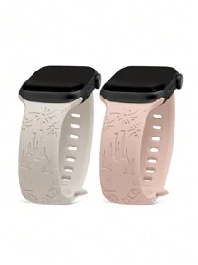 2pcs/Set Bandas de Silicone Esculpidas com Padrão Snack & Firework para Apple Watch 38/40/41/42/44/45/49mm Compatíveis com as Pulseiras do Apple Watch Ultra/9/Se/8/7/6/5/4/3/2/1