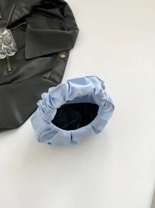 DAZY 19.5厘米宽迷你纯色褶皱手提包，春夏新款淡彩云朵和新月形休闲女士手提包 - 淺藍色 - 查看 8