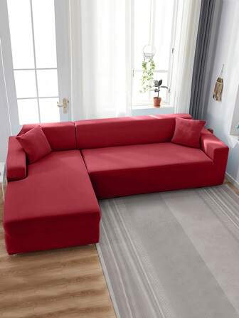 1pc Milk Silk Elastic Sofa Slipcover For Living Room And Bedroom, Dust And Scratch Resistant, Solid Color