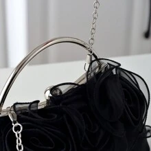 新款迷你復古玫瑰手提包旗袍手拿包斜挎包漢服新娘禮服包女裝配件 - 黑色 - 查看 4