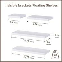 Black Floating Shelves With Invisible Bracket, Rustic Wood Wall Mounted Shelves Set Of 4, Hanging Wall Shelves Display For Room Wall Decor, Living Room, Bedroom, Kitchen, Bathroom - Black