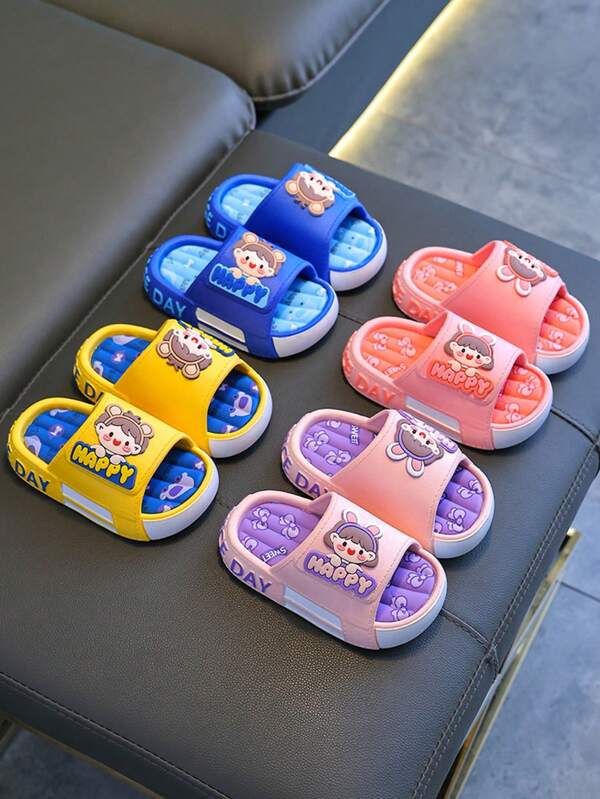 1 Pair Kids Summer Sandals Boys Girls Cute PVC Anti-Slip Slippers