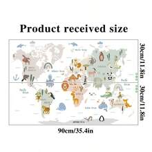 1pc Animal World Map Self-Adhesive Decorative Sticker For Kindergarten Classroom Wall Decoration And Early Childhood Education - Multicolor - View 3