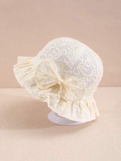 1pc Chic Baby Girl Hat, Spring & Autumn Thin Cap For Newborns, Infant Palace Hat, Summer Lace Princess Style Sun Hat