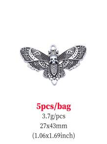 5 cái/túi 27x43mm Mặt dây chuyền đầu lâu bướm bướm đêm phù hợp làm vòng cổ móc chìa khóa bông tai phụ kiện trang sức - bướm sọ - Xem 9