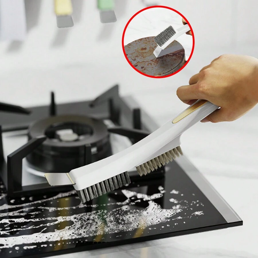 1pc Kitchen Steel Wire Brush Multi-Purpose Stove Cleaning Brush For Gas Stove And Bathroom,Kitchen,Kitchen Items,Cleaning,Cleaning Brush - White - View 1
