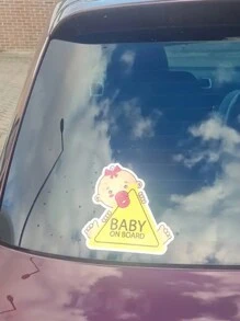 1入反光寶寶在車上貼紙，內置汽車玻璃英文警告信息