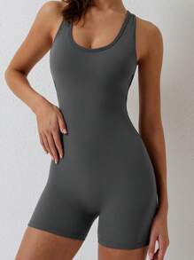 MASKERT Macacão esportivo feminino de mangas curtas para yoga e exercícios de alta elasticidade e secagem rápida
