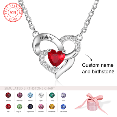 S925 Persönliche Anpassung Silber Liebe Halskette Blinkende und funkelnde Geschenke können den Namen anpassen Muttertagsgeschenk