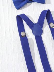 2pcs British-Style Braces Clips Elastic Weave Suspenders Strong Clips Suspenders With Bowknot Tie - Royal Blue - View 3