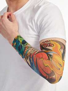 1/3/6 piezas Manga de seda multicolor para tatuaje de brazo con diseño de flor unisex Street para deportes al aire libre, ciclismo, pesca y protección a prueba de viento - Multicolor - Ver 11