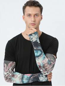 1/3/6 piezas Manga de seda multicolor para tatuaje de brazo con diseño de flor unisex Street para deportes al aire libre, ciclismo, pesca y protección a prueba de viento - Multicolor - Ver 8