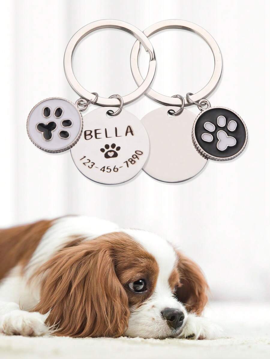 Custom Stainless Steel AntiLost Dog Tag Keychain That Can Be